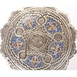 Enamel Engraved Wall Hanging Plate - HE3048-Persian Handicrafts