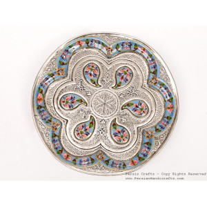 Enamel Engraved Tea Tray - HE3049-Persian Handicrafts