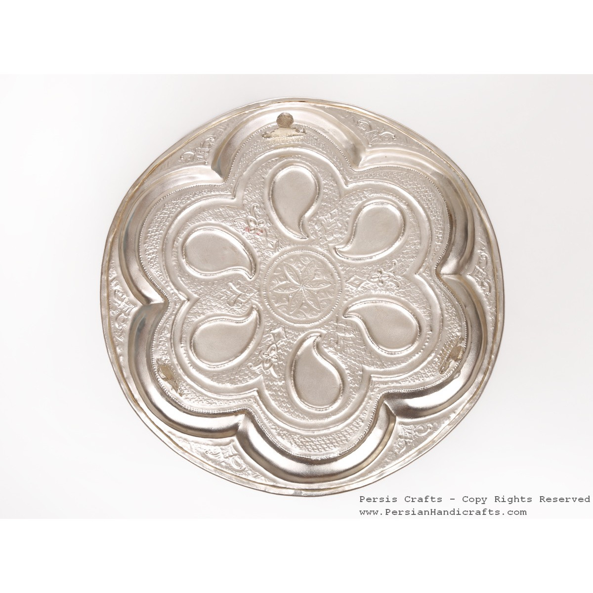 Enamel Engraved Tea Tray - HE3049-Persian Handicrafts