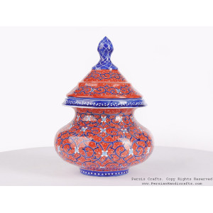 Enamel (Minakari) Sugar/Candy Pot - HE3605-Persian Handicrafts