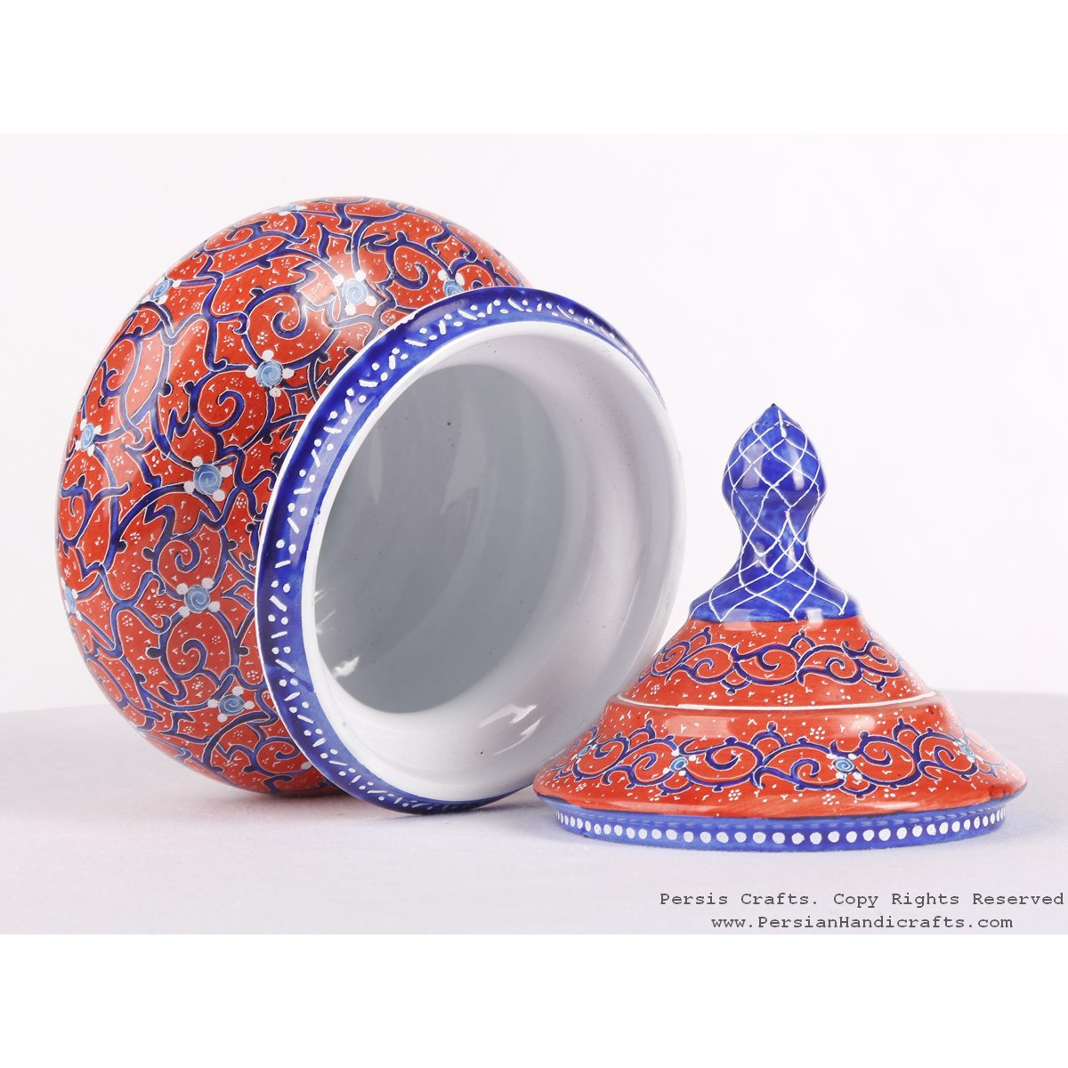 Enamel (Minakari) Sugar/Candy Pot - HE3605-Persian Handicrafts