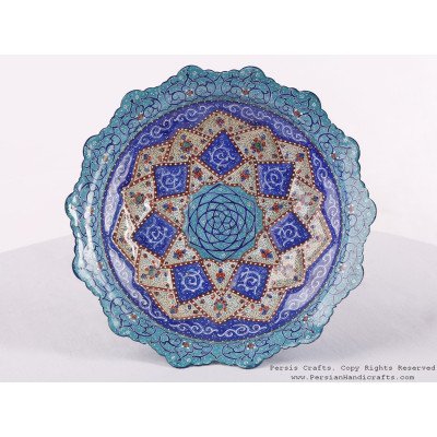 Enamel (Minakari) Pedestal Cookie Platter - HE3606 Enamel (Minakari) Pedestal Cookie Platter - HE3606