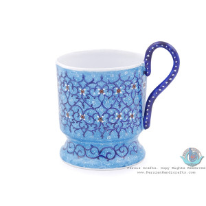Enamel (Minakari) Tea Cup & Saucer - HE3804-Persian Handicrafts