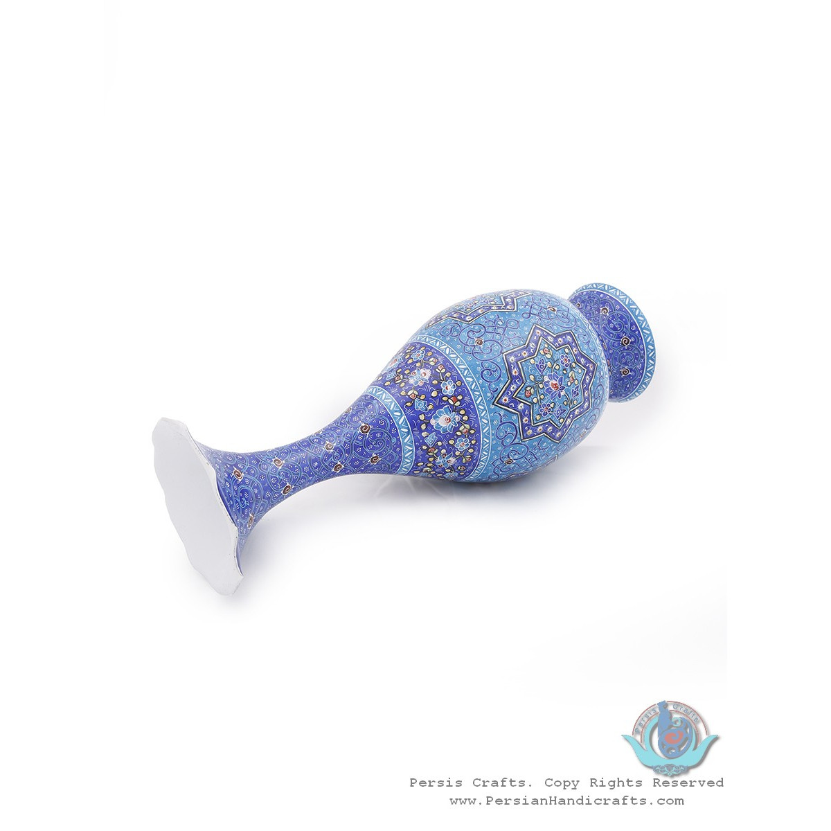 Detailed Enamel Eslimi Toranj Minakari Flower Vase - HE3903-Persian Handicrafts