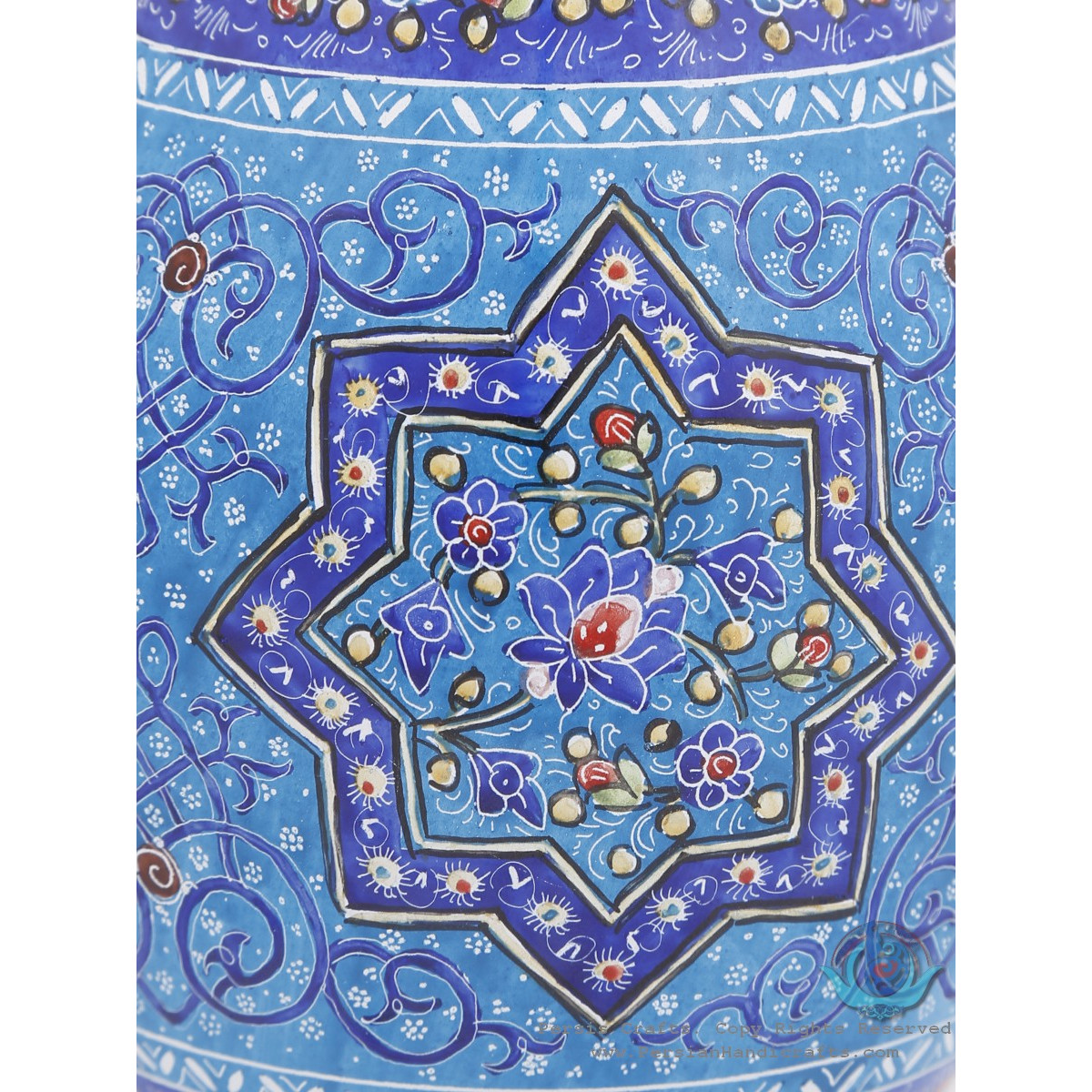 Detailed Enamel Eslimi Toranj Minakari Flower Vase - HE3903-Persian Handicrafts
