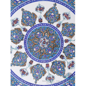 Enamel Eslimi Khatai Design Minakari Wall Plate - HE3906-Persian Handicrafts