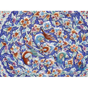 Enamel Protruded Flower Bird Minakari Wall Hanging Plate - HE3907-Persian Handicrafts