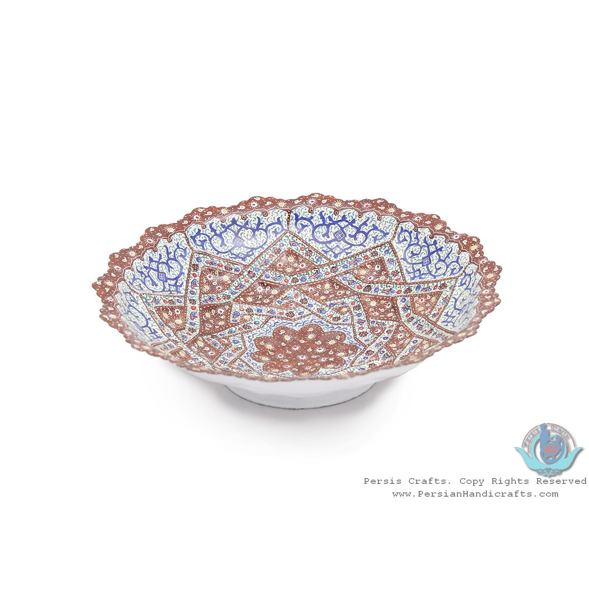 Enamel Protruded Custom Design Minakari Mini Bowl - HE3915-Persian Handicrafts