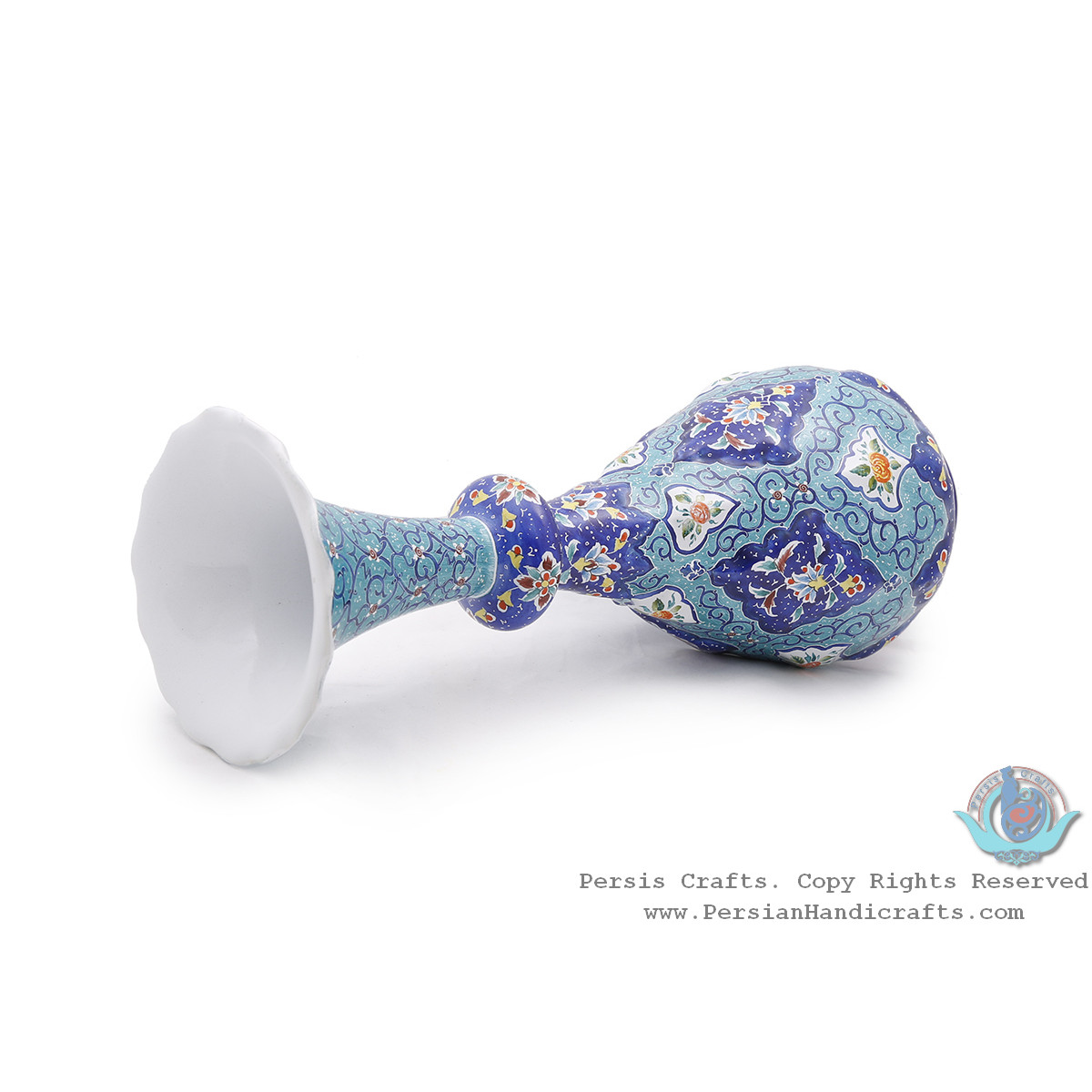 Privileged Flower Vase With Azure Toranj Design - HE4002-Persian Handicrafts