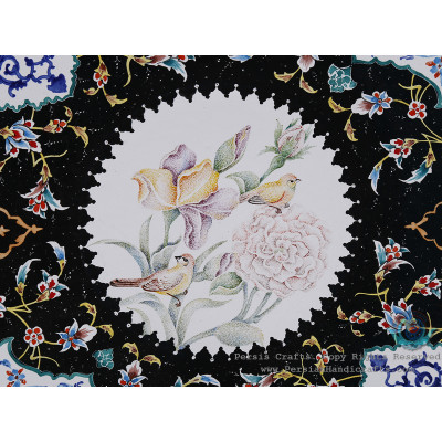 Exceptional Black Wall Plate w Colorful Eslimi Toranj - HE4004 Exceptional Black Wall Plate w Colorful Eslimi Toranj - HE4004