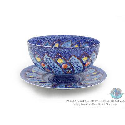 Classy Bowl & Plate Azure Minakari w Flower Eslimi Design- HE4007