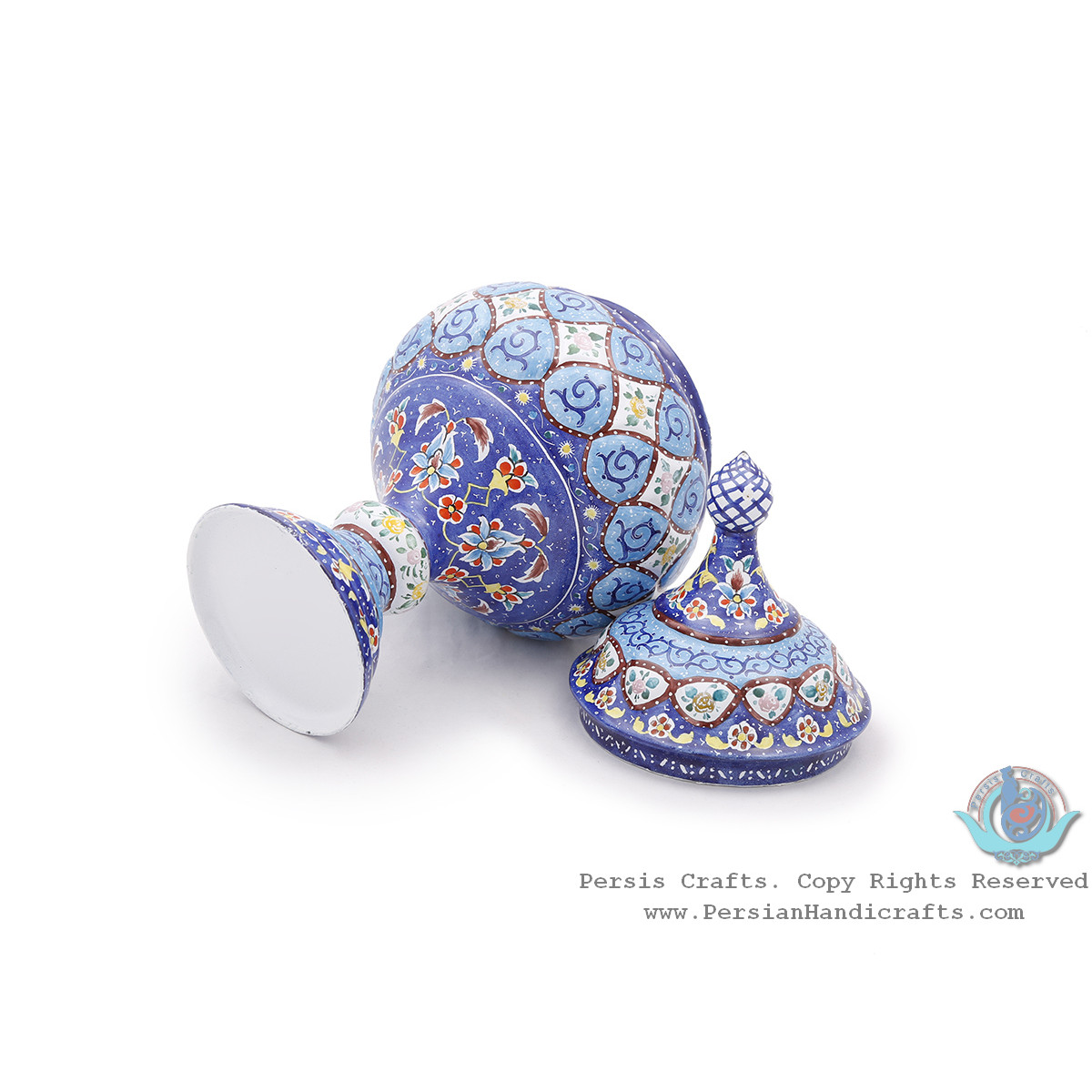Classy Pedestal Candy Dish w Flower Eslimi Design - HE4006-Persian Handicrafts