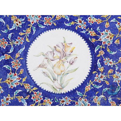 Exceptional Azure Wall Plate w Colorful Eslimi Toranj - HE4008 Exceptional Azure Wall Plate w Colorful Eslimi Toranj - HE4008