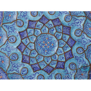 Wall Plate w Detailed Eslimi Minakari Design - HE4009-Persian Handicrafts