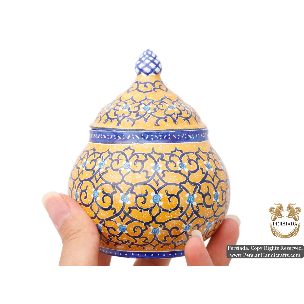 Sugar Pot | Hand Painted Minakari | HE5101-Persian Handicrafts
