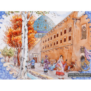 Old Isfahan with Shah Mosque Scenery | Hand Painted Minakari | HE5109-Persian Handicrafts