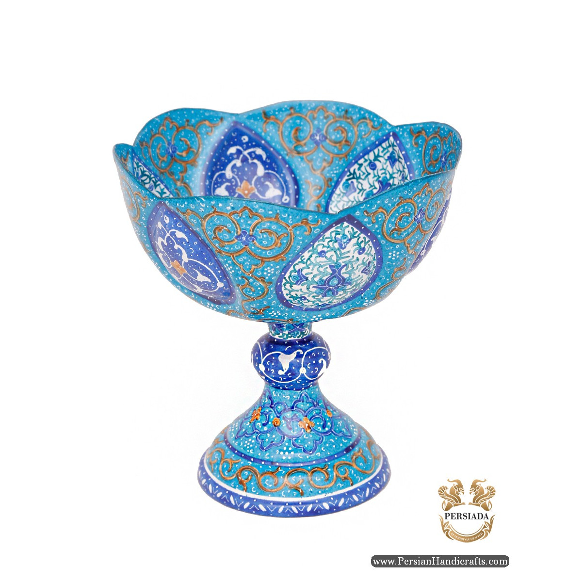 Pedestal Dish | Hand Painted Minakari | HE6101-Persian Handicrafts