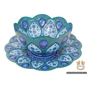 Decorative Bowl & Plate | Hand Painted Minakari | HE6110-Persian Handicrafts