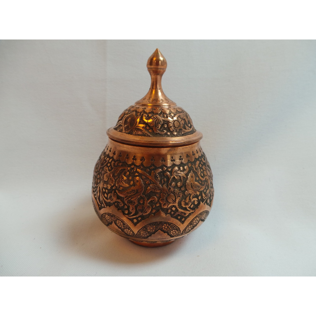 Enamel (Minakari) Large Candy Pot or Sugar Bowl - Isfahan handmade - 21*26  cm