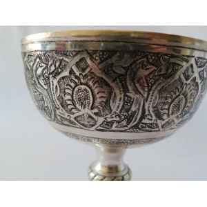 Hand Engraving on Sliver Plated Pedestal Candy/Nut Bowl Dish - HG2001-Persian Handicrafts