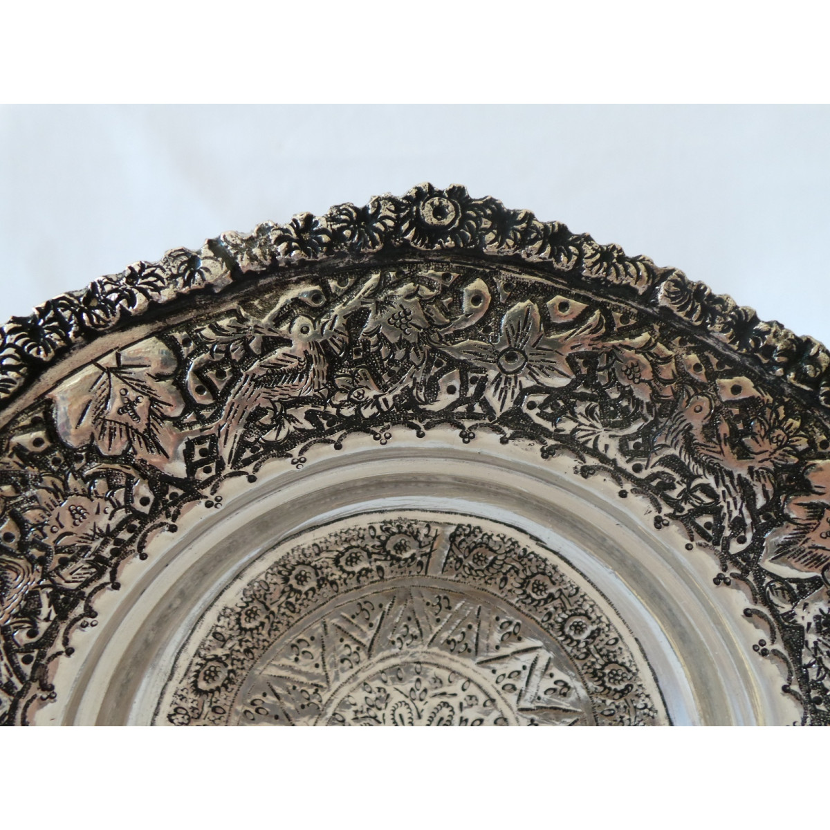 Hand Engraving on Sliver Plated Bowl Plate - HG2004-Persian Handicrafts