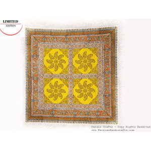 Persian Tapestry (Ghalamkar) Tablecloth - HGH3073-Persian Handicrafts