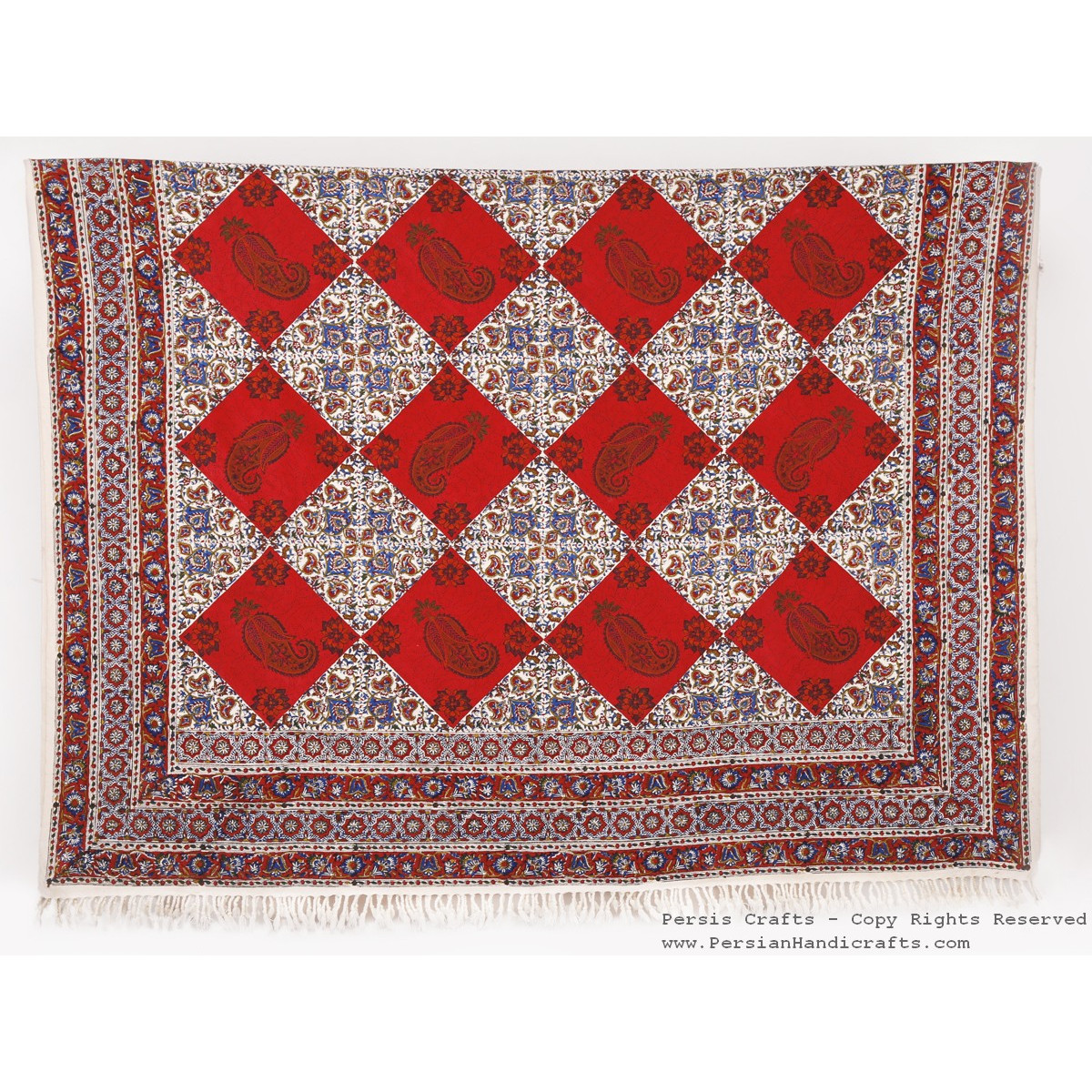 Persian ghalam kar handmade hand printed tapestry tablecloth calico fine art 