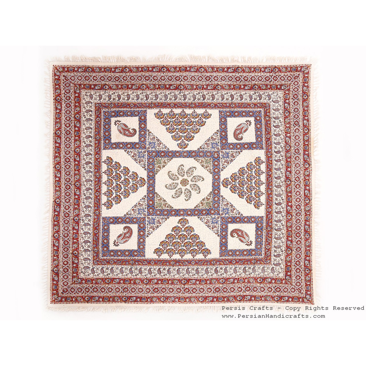 Persian Tapestry (Ghalamkar) Tablecloth - HGH3075-Persian Handicrafts