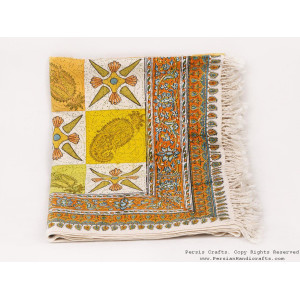 Persian Tapestry (Ghalamkar) Tablecloth - HGH3076-Persian Handicrafts