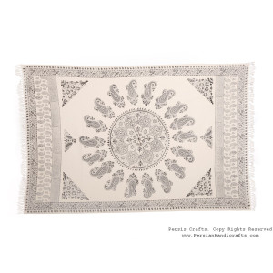 Persian Tapestry (Ghalamkar) Tablecloth - HGH3601-Persian Handicrafts