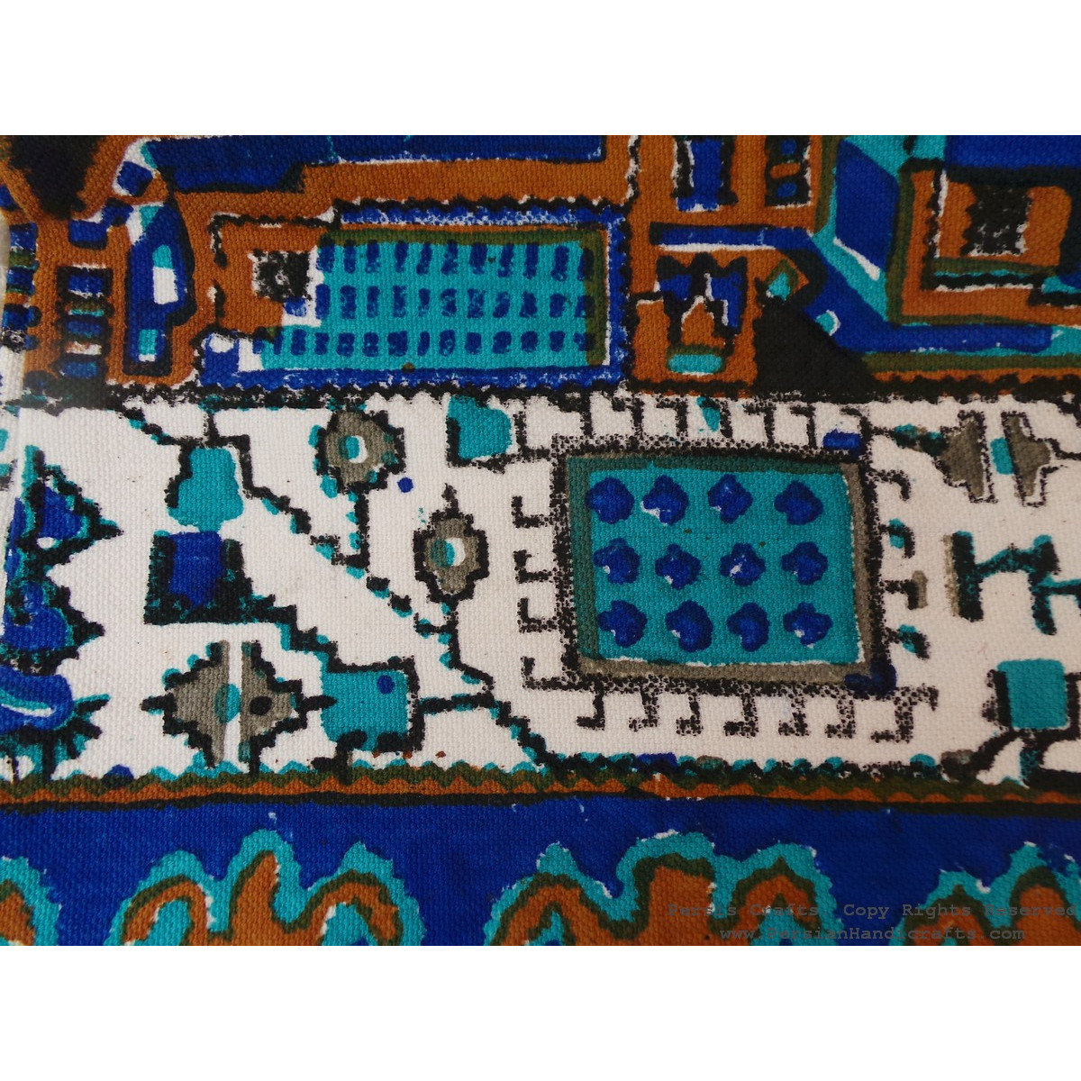 Persian Tapestry (Ghalamkar) Kilim Style Tablecloth - HGH3604-Persian Handicrafts