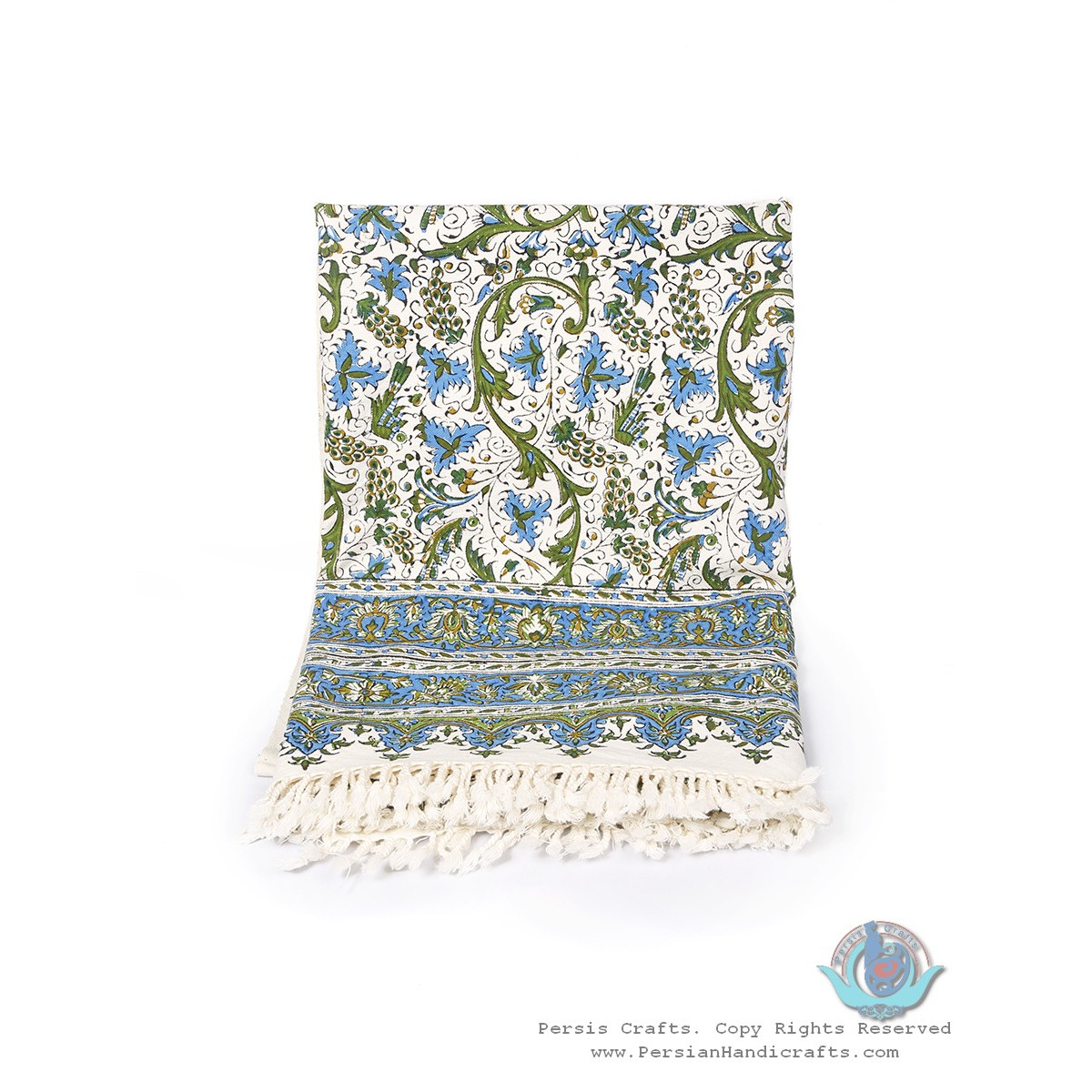 Persian Tapestry Grape & Flower Ghalamkar Bedspread or Tablecloth - HGH3904-Persian Handicrafts