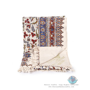 Persian Tapestry Grape & Flower Ghalamkar Bedspread or Tablecloth - HGH3905-Persian Handicrafts