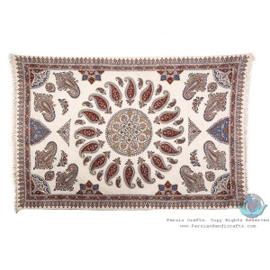 Multi Paisley Tapestry Ghalamkar Bedspread or Tablecloth - HGH3906-Persian Handicrafts