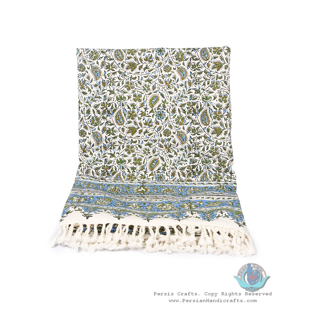 Persian Tapestry Paisley & Flower Ghalamkar Bedspread or Tablecloth - HGH3908-Persian Handicrafts