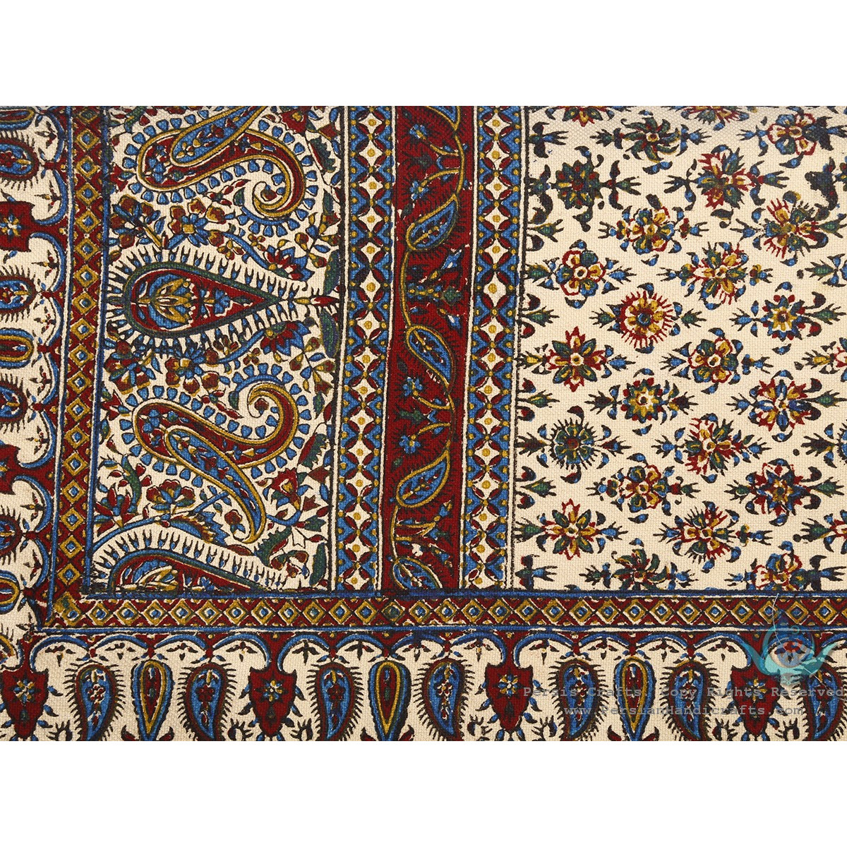 Detailed Flower Tapestry Ghalamkar Runner Tablecloth - HGH3917-Persian Handicrafts