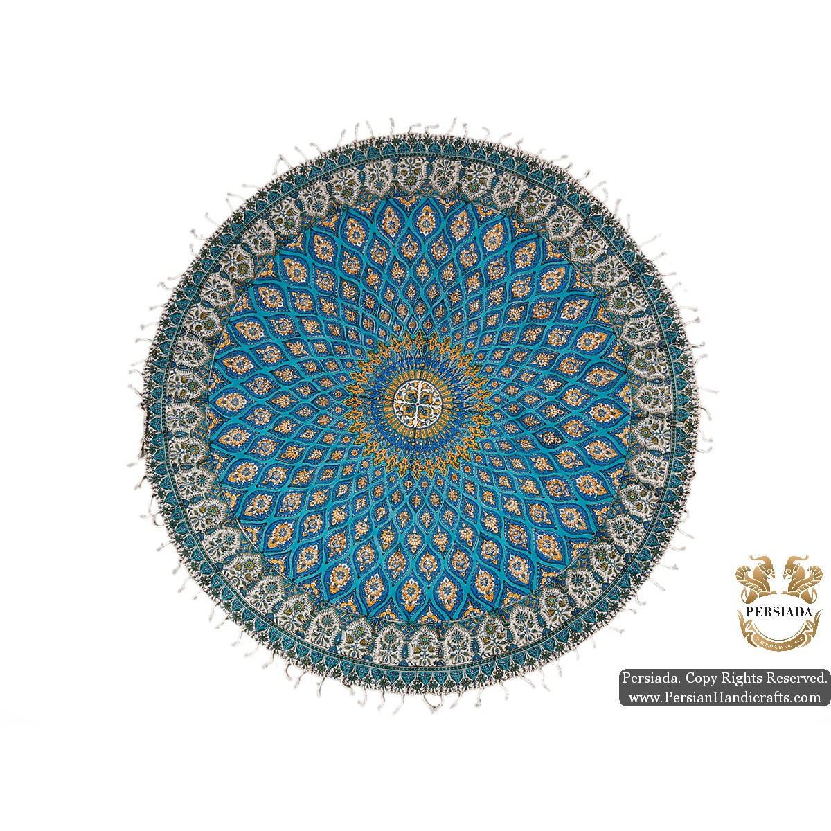 Round Tablecloth | Hand Printed Ghalamkar | HGH5101-Persian Handicrafts