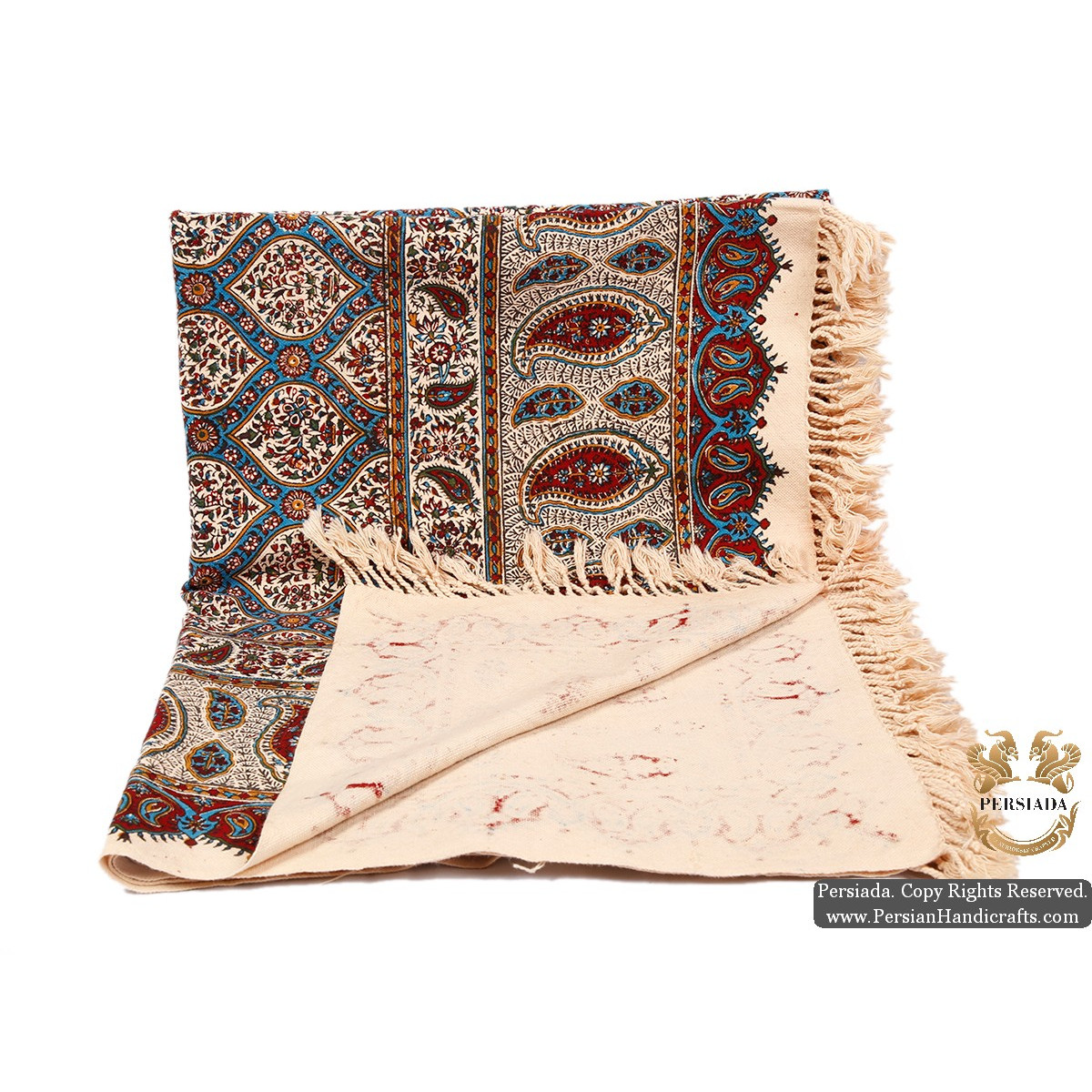 Rectangle Tablecloth | Hand Printed Ghalamkar | HGH5104-Persian Handicrafts