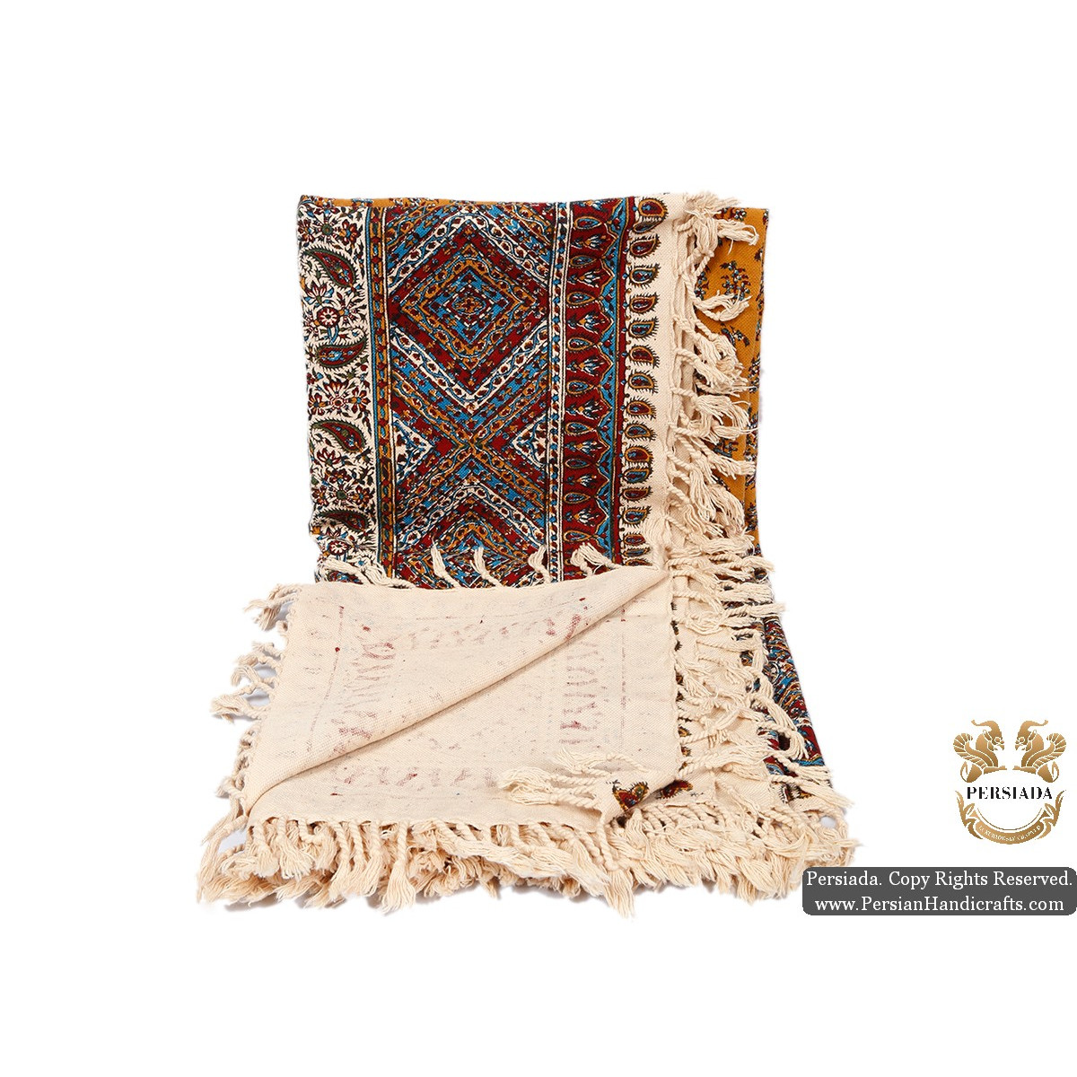 Square Tablecloth | Hand Printed Ghalamkar | HGH5106-Persian Handicrafts
