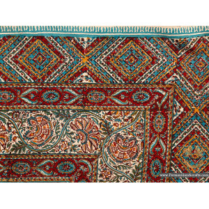 Rectangle Bedspread or Tablecloth| Hand Printed Ghalamkar | Persiada HGH6107