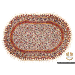 Oval Tablecloth | Hand Printed Ghalamkar | HGH6112-Persian Handicrafts