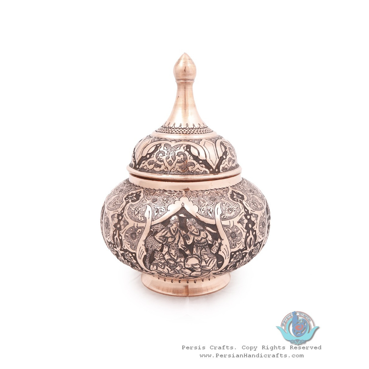 Traditional Handgraved Persian Banquet on Candy Dish - HGL3903-Persian Handicrafts