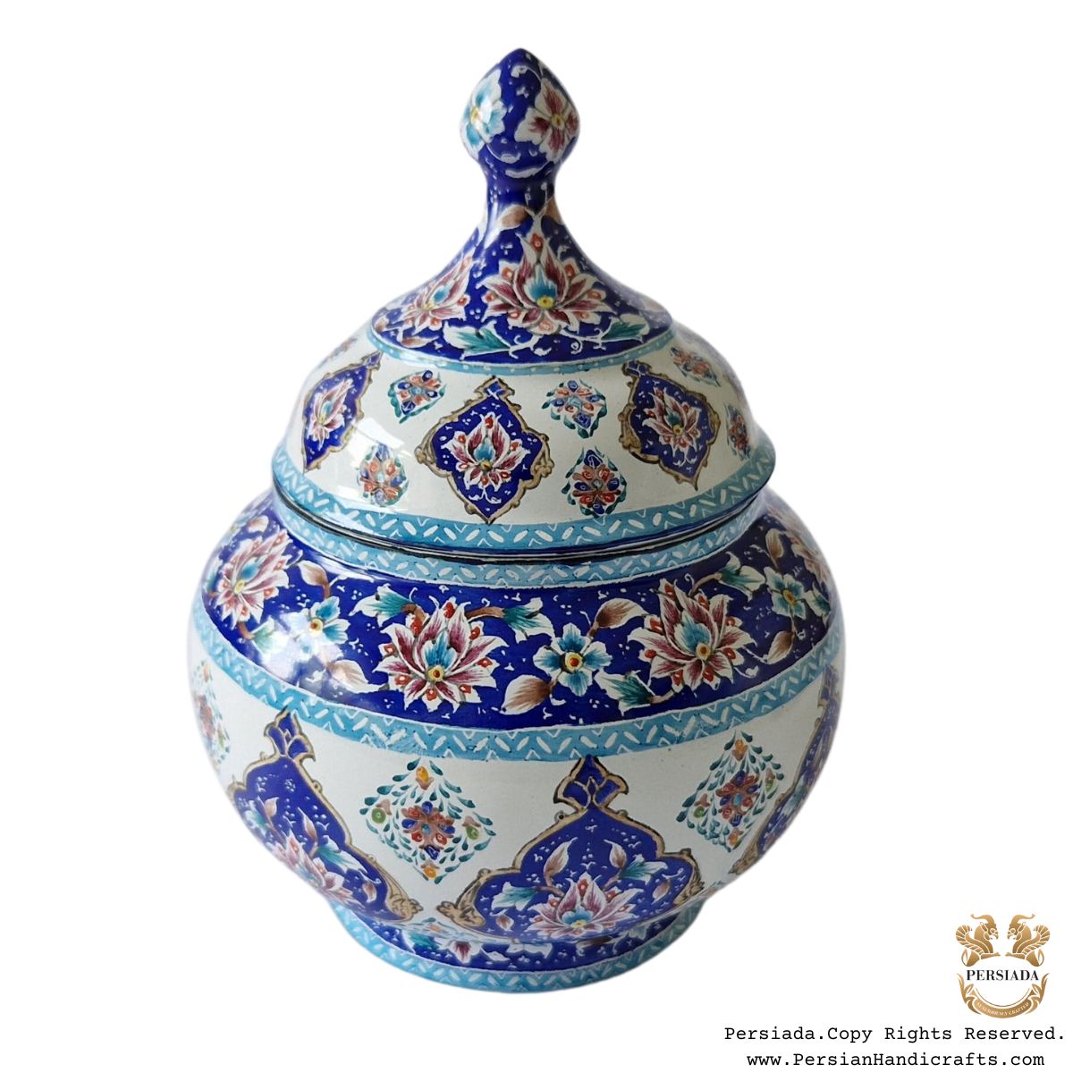 Wine Decanter Sugar Bowl Flower Vase Handmade Minakari | HE7301-Persian Handicrafts