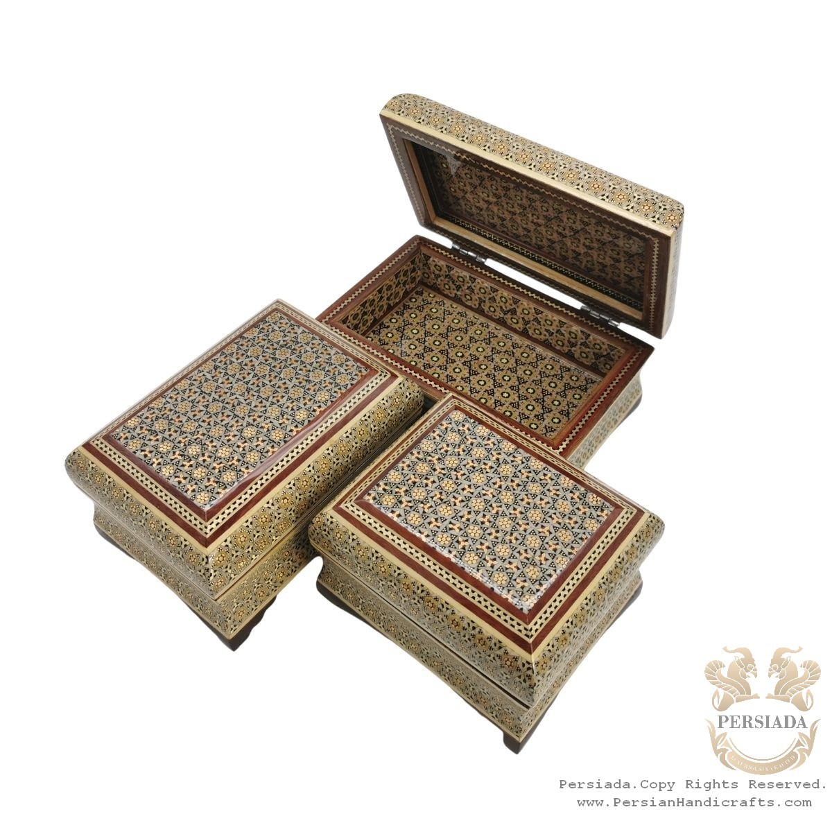 Accessories Box Set | In/Out Khatam Marquetry | HKH8005-Persian Handicrafts