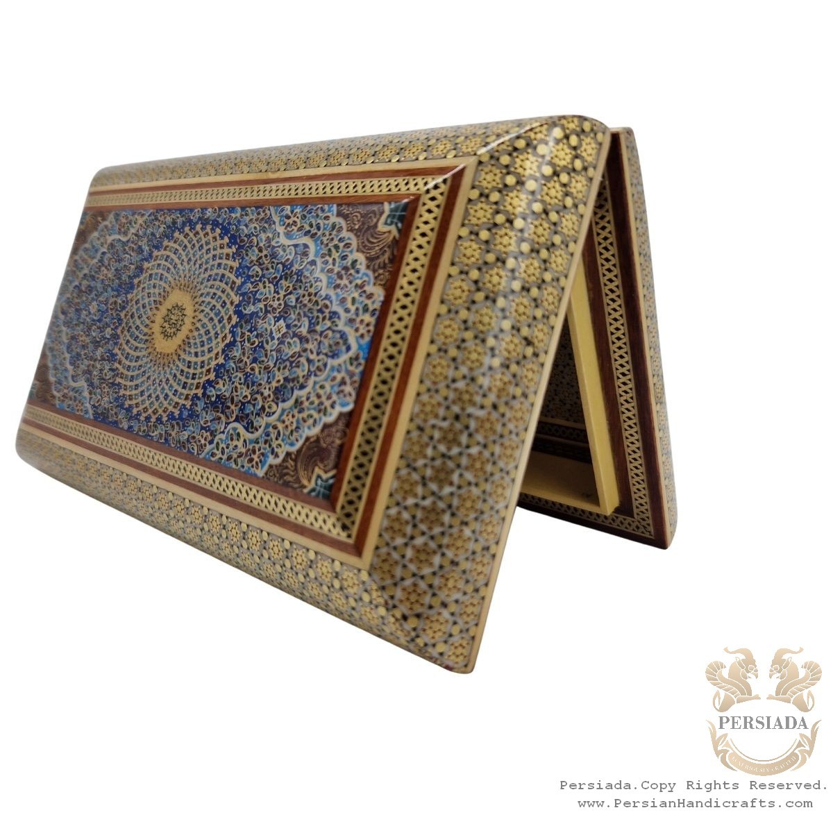 Wooden Storage Box | In/Out Khatam Marquetry w Miniature | HKH8008-Persian Handicrafts