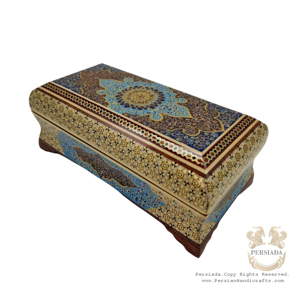 Tressure Storage Box | In/Out Khatam Marquetry w Miniature | HKH8010-Persian Handicrafts