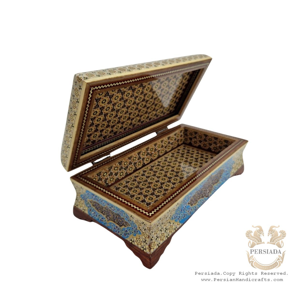 Tressure Storage Box | In/Out Khatam Marquetry w Miniature | HKH8010-Persian Handicrafts