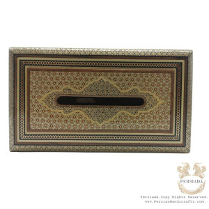 Multi Pattern Tissue Box | Handmade Khatam Marquetry | HKH8020-Persian Handicrafts