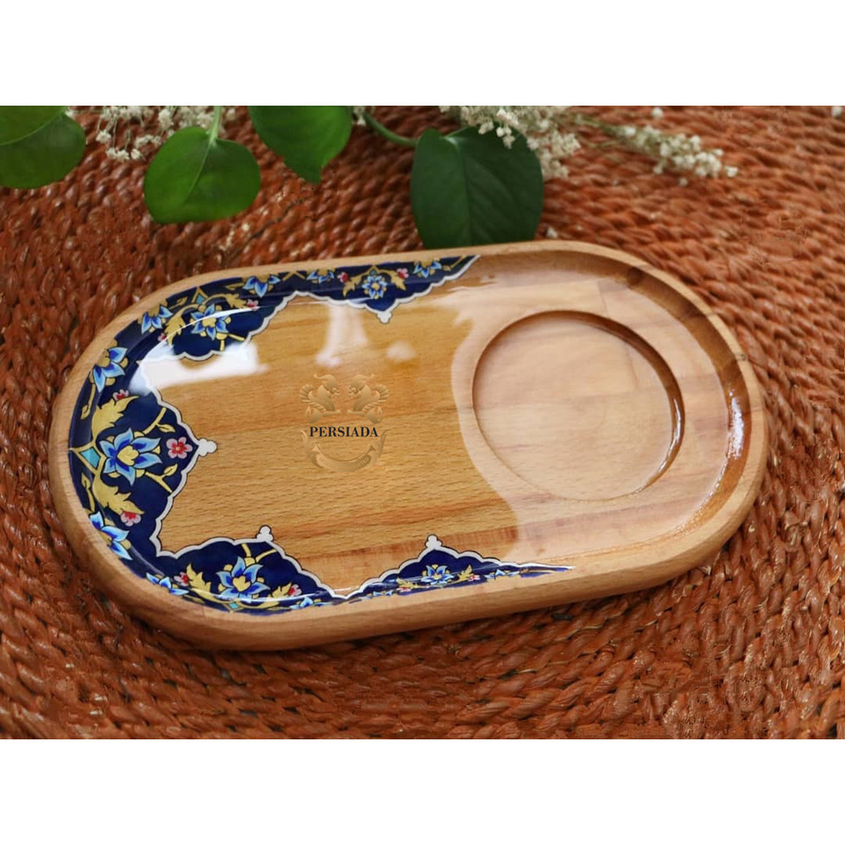 Tea & Sugar Bowl Tray | Handmade Beach Wood | PHW701-Persian Handicrafts