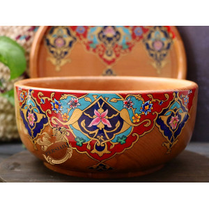 Bowl & Plate Soup Set | Handmade Beech Wood | PHW702-Persian Handicrafts